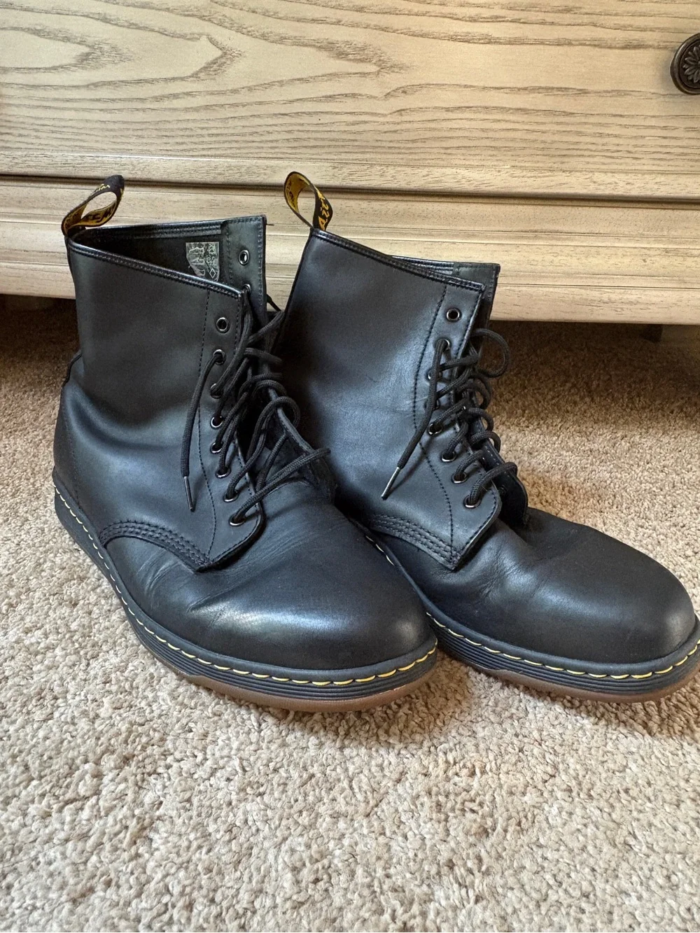 Dr. Martens Combs Leather Casual Boots Men’s Size 14 Black Grunge Gorp
